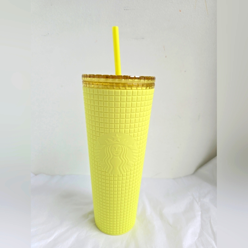 Starbucks Matte Yellow Venti Grid Tumbler